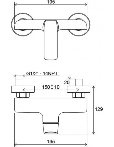 Sieninis dušo maišytuvas Flat, 150 mm, RAVAK