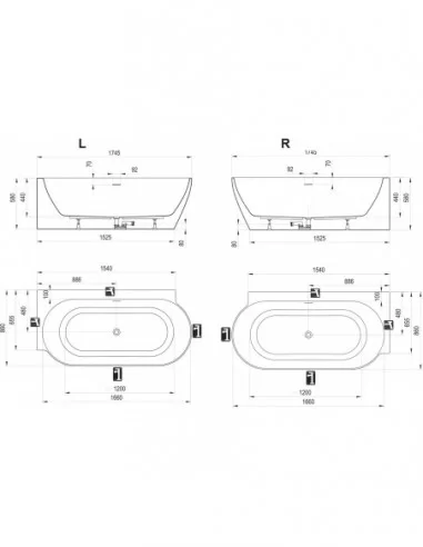 Vonia Freedom Corner II Tec, Juoda/balta, RAVAK