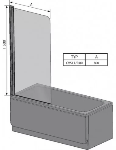 Vonios sienelė CVS1, Blizgantis, RAVAK