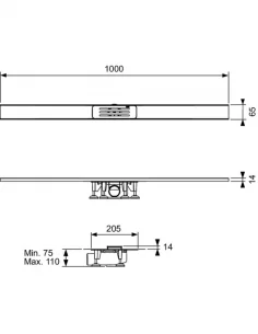 TECElineo pjaustomas dušo latako komplektas 1000mm, Tece