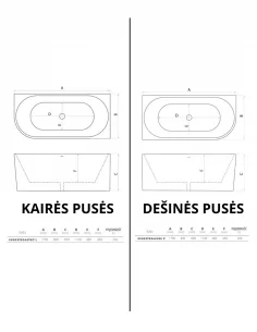 Kampinė vonia CALDERA 1700x800mm, Lavita