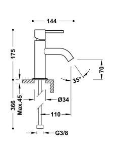 Maišytuvas praustuvui Study Exclusive, juodos sp., TRES