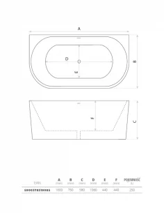 Vonia CALDERA 1600x750mm, Lavita