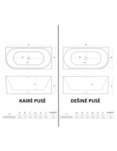 Kampinė vonia CALDERA 1600x750mm, Lavita