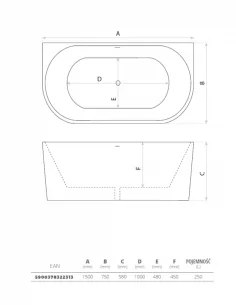 Vonia CALDERA 1500x750mm, Lavita