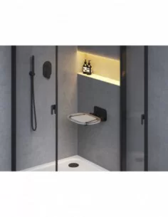 Dušo sėdynė Chrome, Juoda+clear, RAVAK