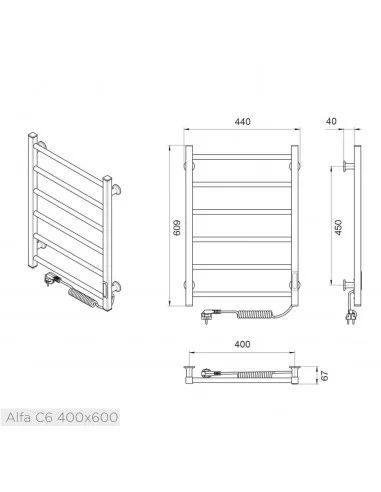 Elektrinis rankšluosčių džiovintuvas ALFA 400x609 baltos sp., Laris