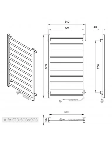 Elektrinis rankšluosčių džiovintuvas ALFA 500x900 baltos sp., Laris