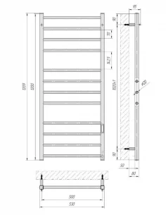 Elektrinis rankšluosčių džiovintuvas ALFA 500x1200 baltos sp., Laris