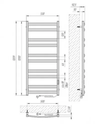 Elektrinis rankšluosčių džiovintuvas ATLANT 500x1200 juodos sp., Laris