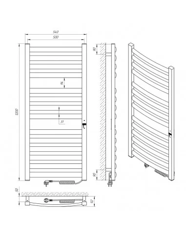 Elektrinis rankšluosčių džiovintuvas ATLANT PREMIUM 500x1200 juodos sp., Laris