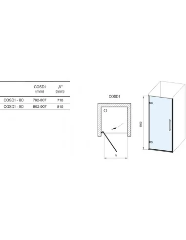 Dušo durys Cool! COSD1, Chromo, RAVAK