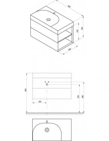Spintelė po praustuvu SD Lite 80 K/D, Smoke grey, RAVAK