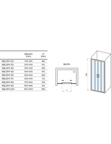 Dušo durys Blix II NBLDP4, juodos sp., RAVAK
