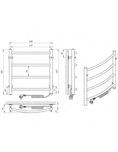 Elektrinis rankšluosčių džiovintuvas CLASSIC 450x500 chromo sp., Laris