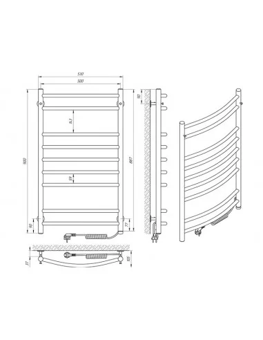 Elektrinis rankšluosčių džiovintuvas CLASSIC 530x900 chromo sp., Laris