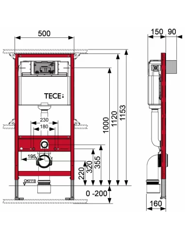 Pakabinamas unitazas SINTO 3.0 su TECE rėmu ir TeceBase nuleidimo plokštele
