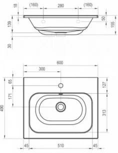 Praustuvas Chrome Slim 600/700/800, Balta, RAVAK