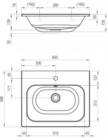 Praustuvas Chrome Slim 600/700/800, Balta, RAVAK