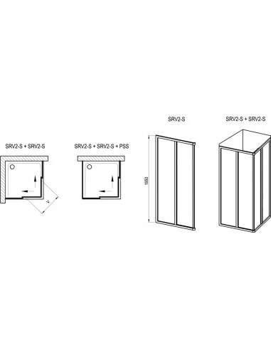 Dušo kabina Supernova SRV2+SRV2, Juoda, RAVAK