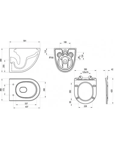 WC Chrome AquaSpin set, Balta, RAVAK