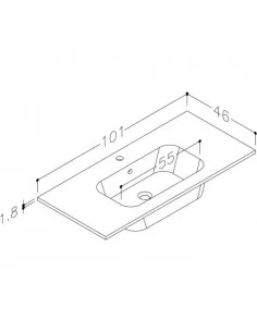 Spintelė su praustuvu CITY 100, rudo ąžuolo sp. Kame