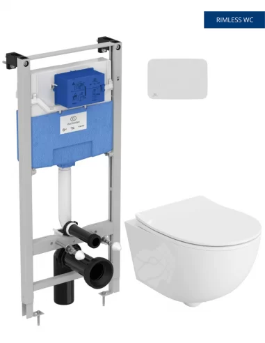 Pakabinamas unitazas BRAVA su Ideal Standard rėmu ir nuleidimo plokštele