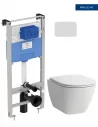 Pakabinamas unitazas Laufen LUA su Ideal Standard rėmu ir nuleidimo plokštele