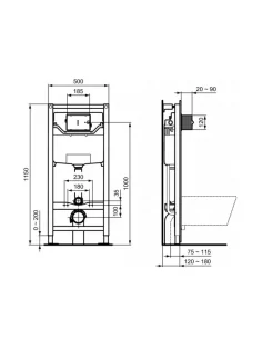 Pakabinamas unitazas Sinto Grande 3.0 su Ideal Standard rėmu ir nuleidimo plokštele