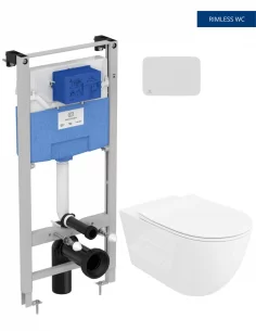 Pakabinamas unitazas Sinto Grande 3.0 su Ideal Standard rėmu ir nuleidimo plokštele