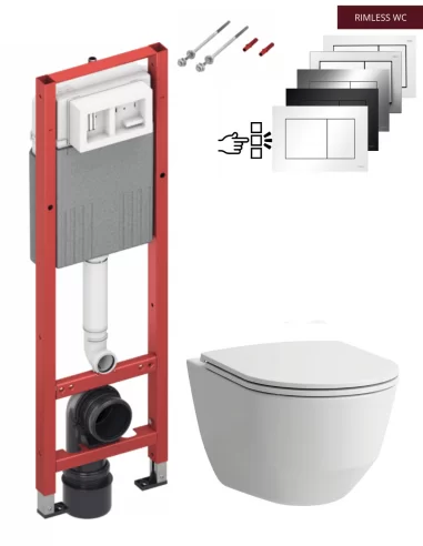 Pakabinamas unitazas Laufen Pro Rimless su TECE 32cm rėmu ir nuleidimo plokštele