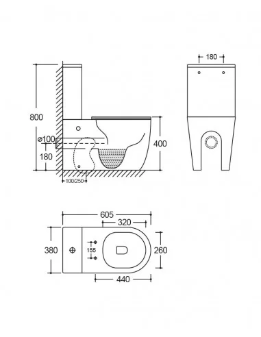 Pastatomas unitazas Nautilius su SoftClose dangčiu, Lavita