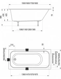 Vonia Chrome Slim (plonas viršutinis kraštas), Balta, RAVAK