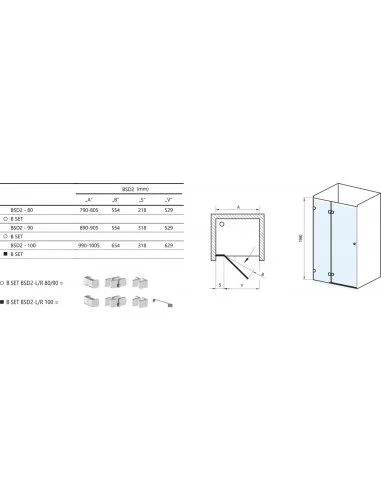 Dušo durys Brilliant BSD2, Chromo, RAVAK