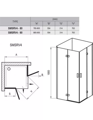 Dušo kabina SmartLine SMSRV4, Chromo, RAVAK
