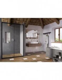 Blix Slim BLSDP2 dušo durys, Juoda, RAVAK