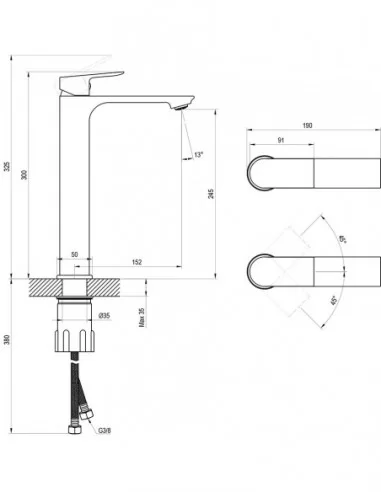 Praustuvo maišytuvas Plan PN 015.00, Juodas matinis, RAVAK