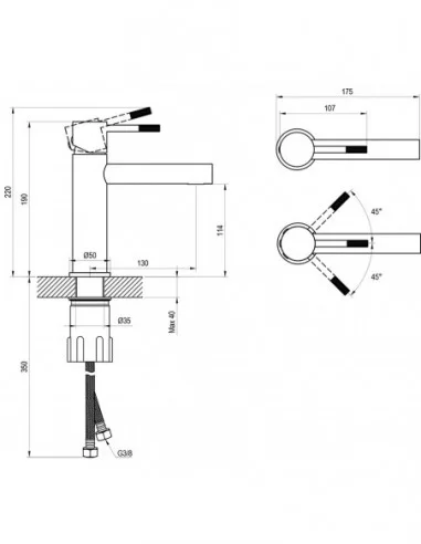 Praustuvo maišytuvas Nox NX 014, Šlifuoto nerūdijančio plieno, RAVAK