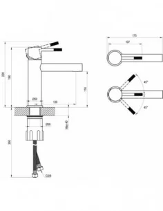 Praustuvo maišytuvas Nox NX 014, Juodas matinis, RAVAK