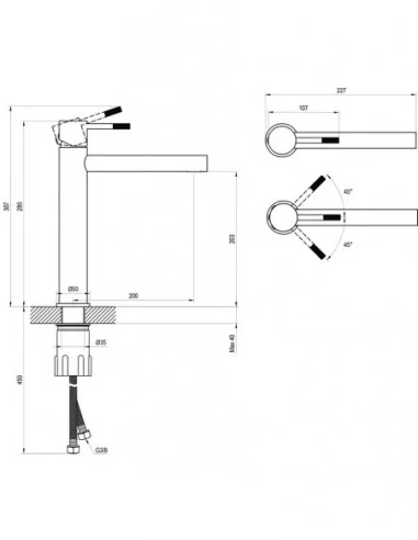 Praustuvo maišytuvas Nox NX 015, Šlifuoto grafito, RAVAK