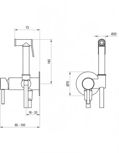 Paslėptas bidė maišytuvas, Juodas matinis, RAVAK