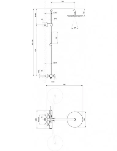 Dušo stovas Spring SG 098, netermostatinis, Juodas matinis, RAVAK