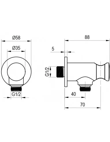 Sieninis dušo išvadas su dušo laikikliu, Blizgus chromas, RAVAK