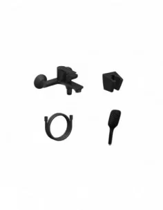 Sieninis vonios/dušo maišytuvas Solar, su dušo komplektu, Juodas matinis, RAVAK