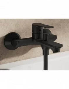 Sieninis vonios/dušo maišytuvas Solar, su dušo komplektu, Juodas matinis, RAVAK