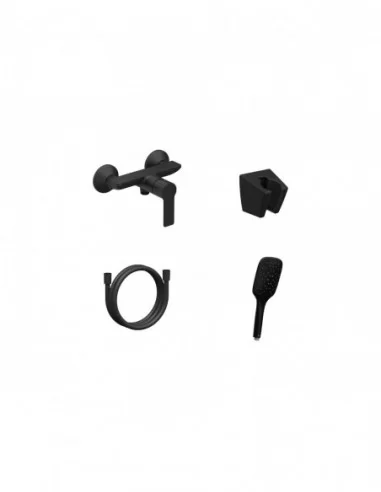 Sieninis dušo maišytuvas Solar, su dušo komplektu, Juodas matinis, RAVAK