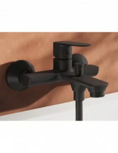 Sieninis vonios/dušo maišytuvas Life, su dušo komplektu, Juodas matinis, RAVAK