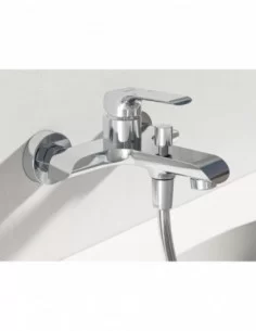 Sieninis vonios/dušo maišytuvas Flat, su dušo komplektu, Blizgus chromas, RAVAK