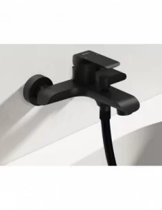 Sieninis vonios/dušo maišytuvas Flat, su dušo komplektu, Juodas matinis, RAVAK