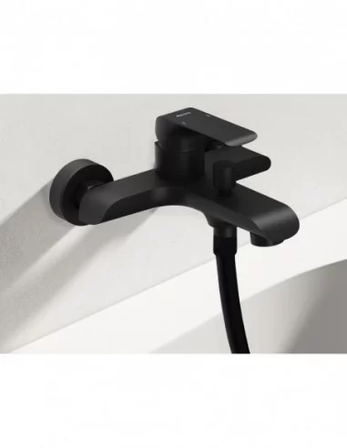 Sieninis vonios/dušo maišytuvas Flat, su dušo komplektu, Juodas matinis, RAVAK